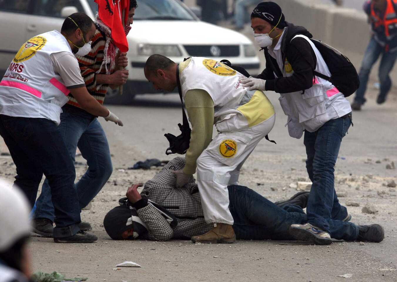 Injured Palestinian protester