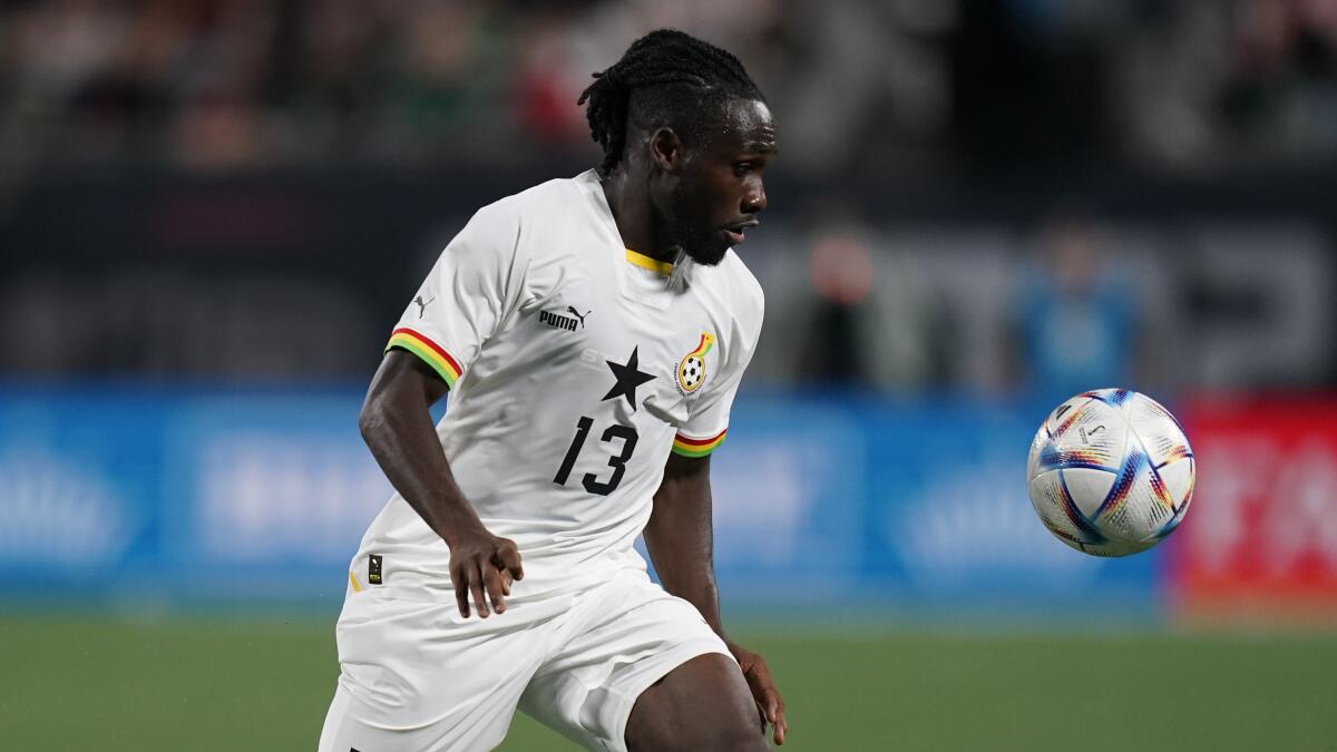 Ghana forward Joseph Paintsil follows the ball during a match against Mexico on Oct. 14 in Charlotte, N.C.
