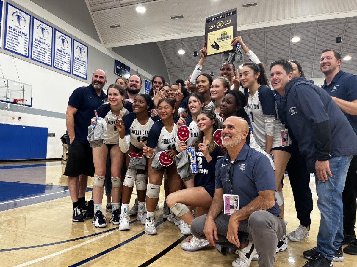 Sierra Canyon players and coaches celebrate after defeating Mira Costa for the CIF Southern Section title.