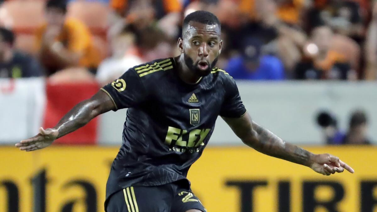 LAFC midfielder Kellyn Acosta during the first half of a match against the Houston Dynamo.