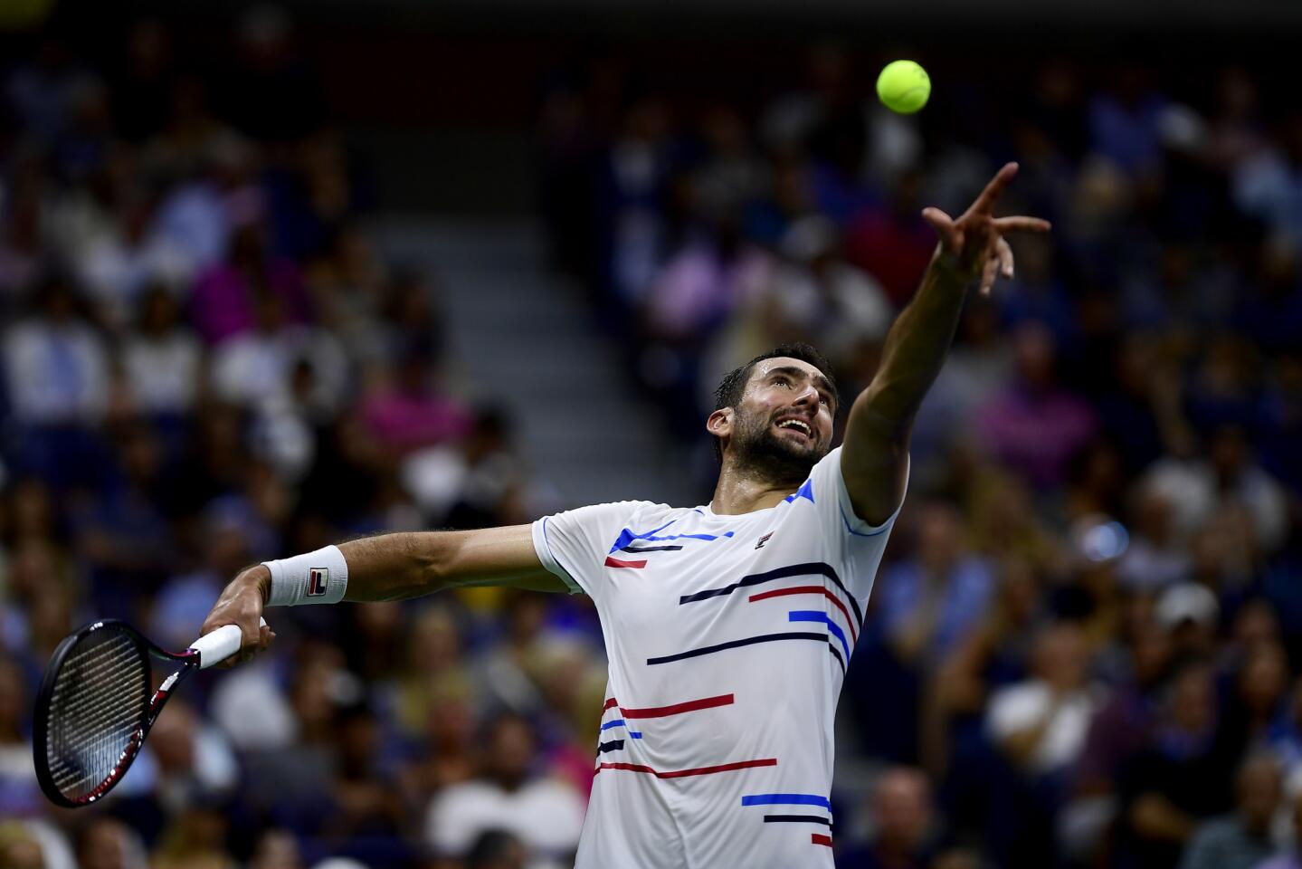 Marin Cilic of Croatia serves during his Men's Singles fourth-round match against Rafael Nadal of Spain on day eight of the 2019 U.S. Open at the USTA Billie Jean King National Tennis Center on Sept. 2, 2019, in Queens.