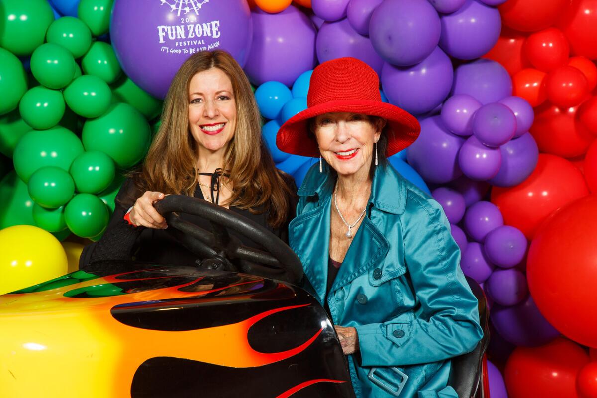 Wendy Hales and Julia Argyros at the 2021 Denim and Diamonds and fundraiser at the Balboa Fun Zone.