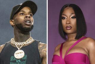 A collage of photos of rappers Tory Lanez and Megan Thee Stallion