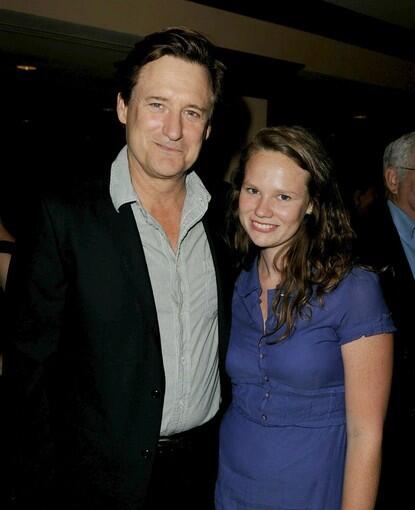 Actor Bill Pullman, left, and his daughter Maesa arrive at the Century Plaza Hotel.