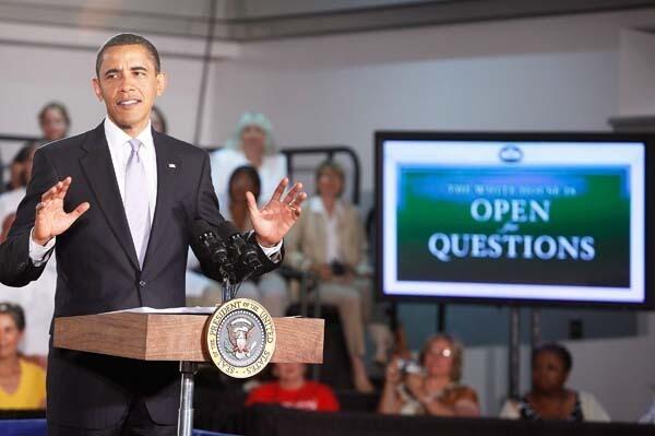 President Obama holds a town hall meeting in Annandale, Virgina