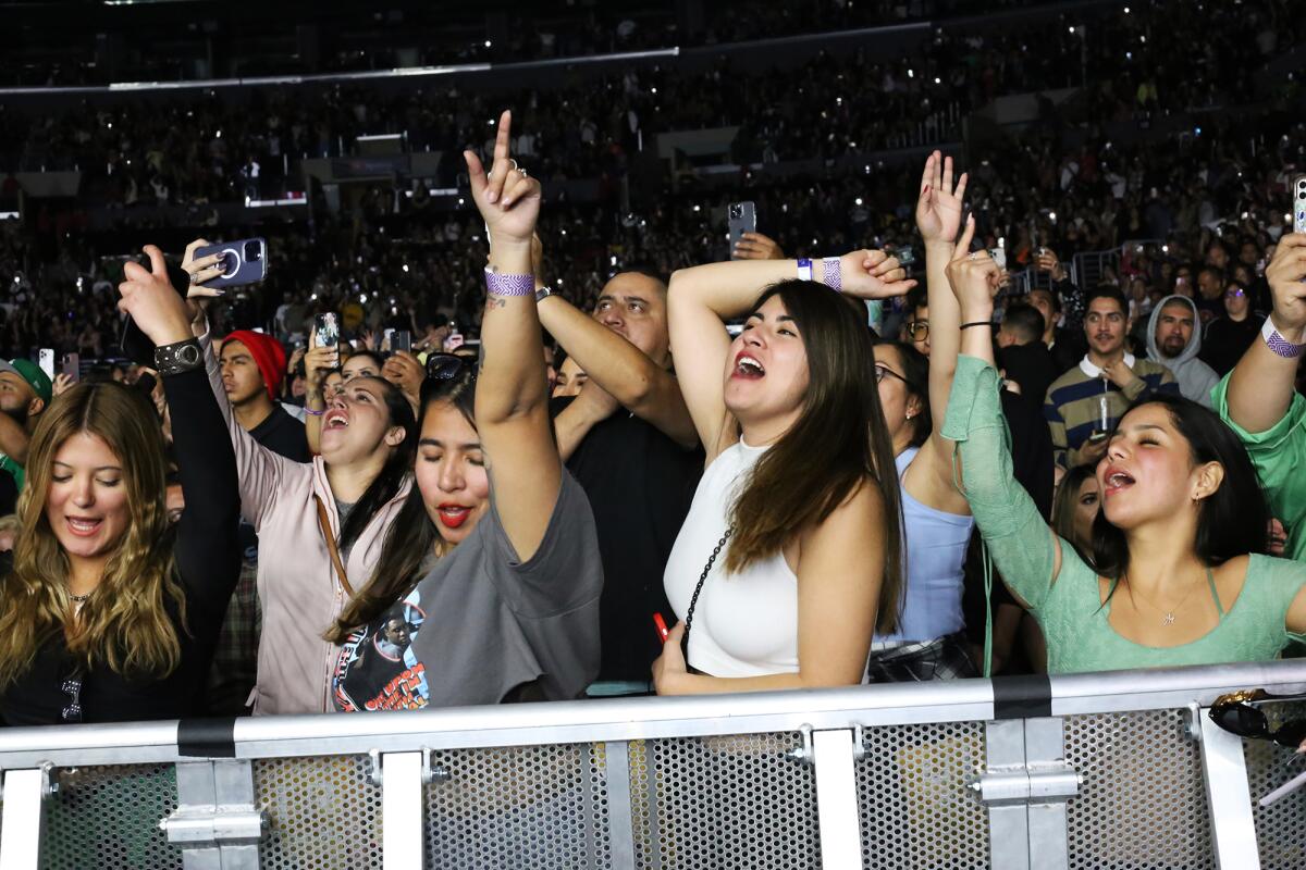 Fans cheer and dance during second night of Calibash at the Crypto.com Arena