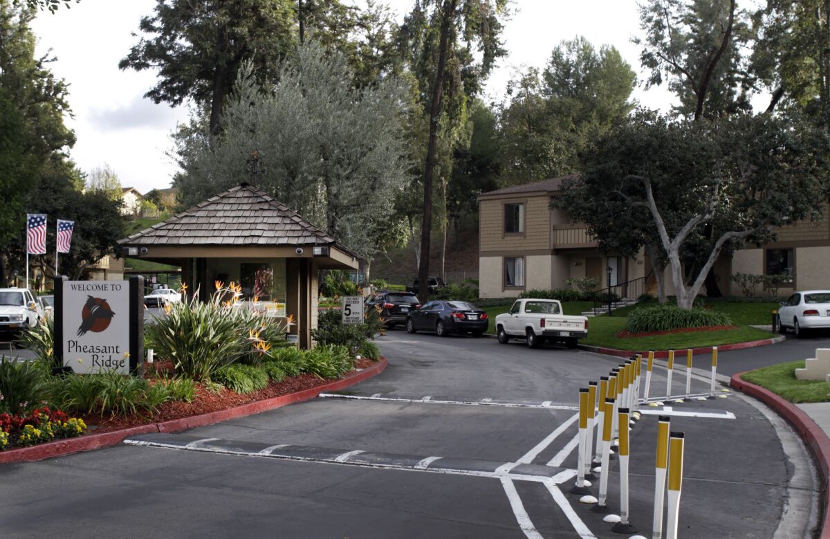 The entrance to Pheasant Ridge apartments in Rowland Heights, a "maternity hotel" where Chinese women come to give birth in order to gain U.S. citizenship for their babies.