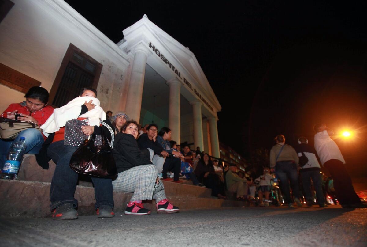 Residents take refuge outside in Antofagasta, Chile, after the earthquake.