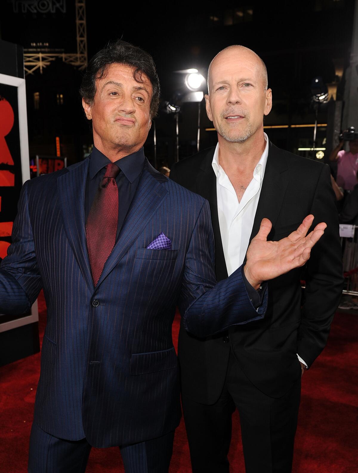 Actors Sylvester Stallone and Bruce Willis