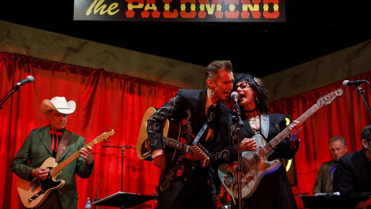 James Intveld and Rosie Flores perform at the re-created Palomino Club.