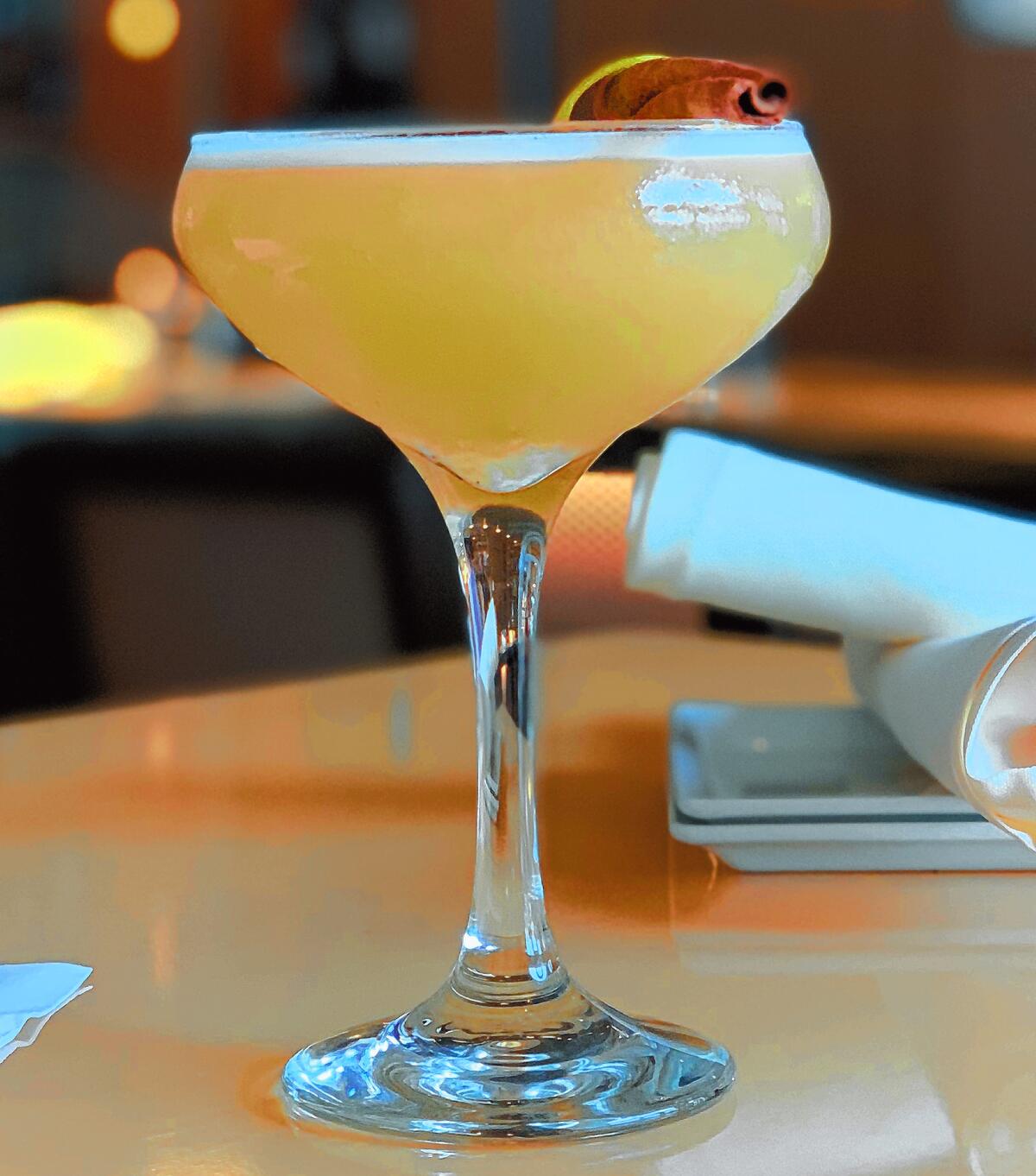 Holiday drinks at NINE-TEN restaurant and bar in La Jolla include the Spiced Pear Sour.