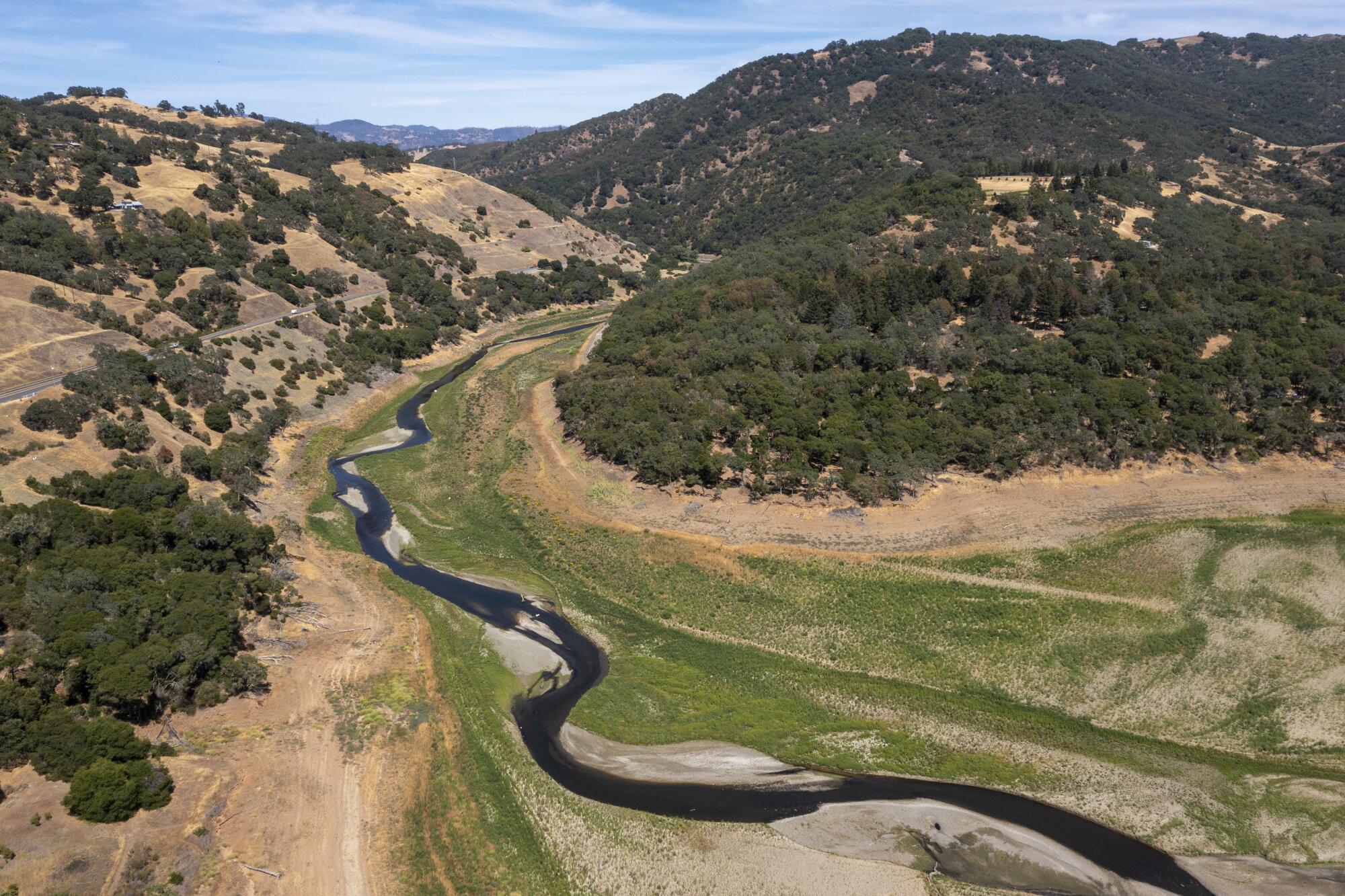 The Russian River, just north of drought-stricken Lake Mendocino in Ukiah, Calif.