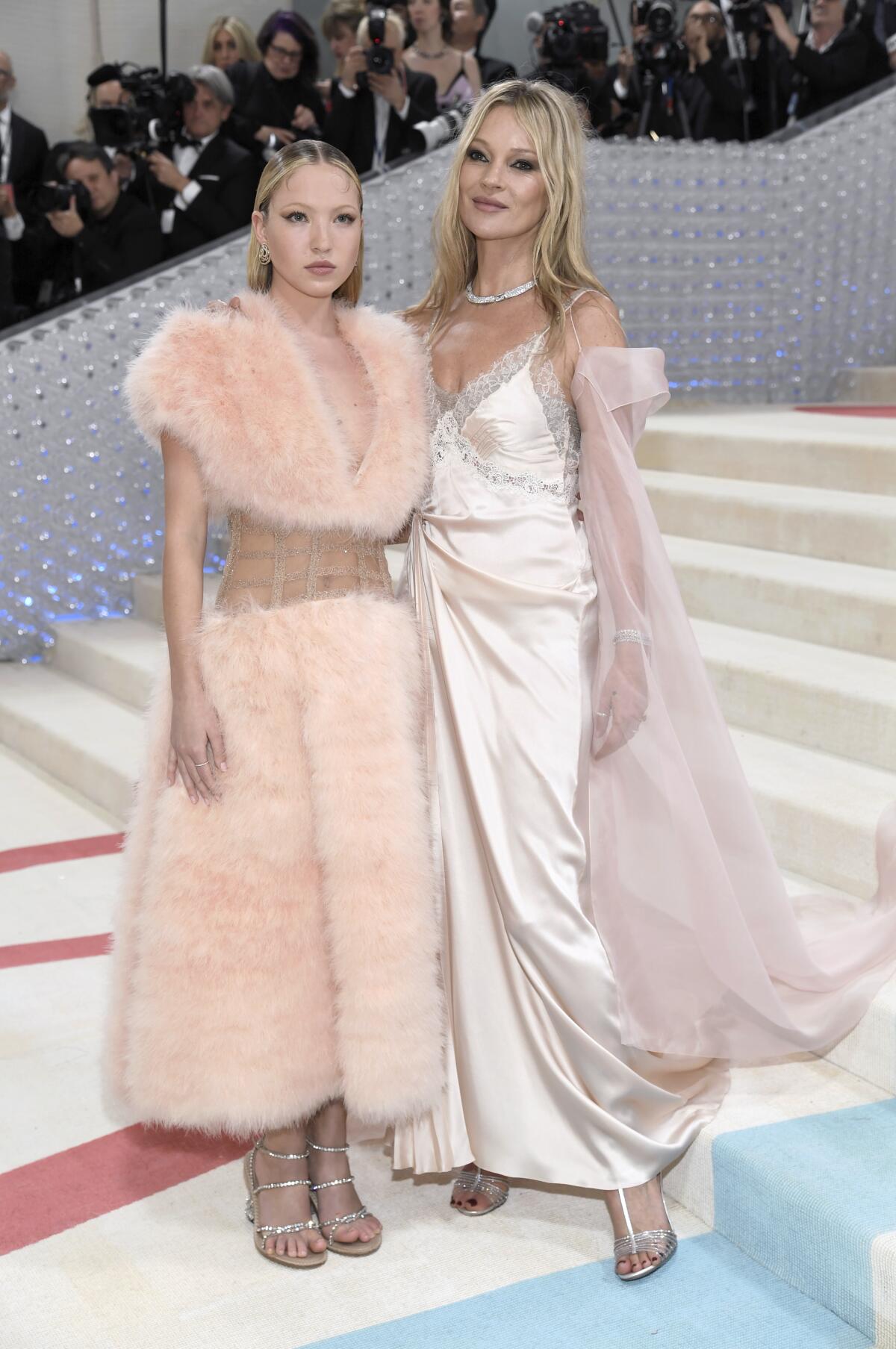 Lila Moss, left, and Kate Moss attend the Met Gala 