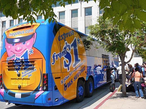 Passengers prepare to depart from Union Station in Los Angeles. Megabus, a subsidiary of Coach USA, will carry passengers from L.A. to San Francisco, San Jose, Oakland, Las Vegas, San Diego and Phoenix.