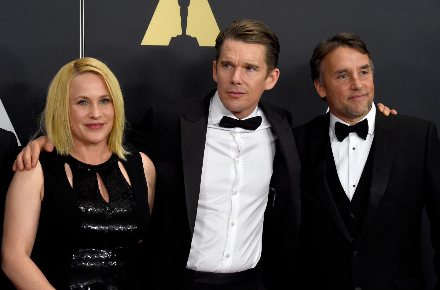 Actress Patricia Arquette, actor Ethan Hawke and director Richard Linklater attend the Academy Of Motion Picture Arts And Sciences' 2014 Governors Awards at the Ray Dolby Ballroom at Hollywood & Highland Center in Hollywood.