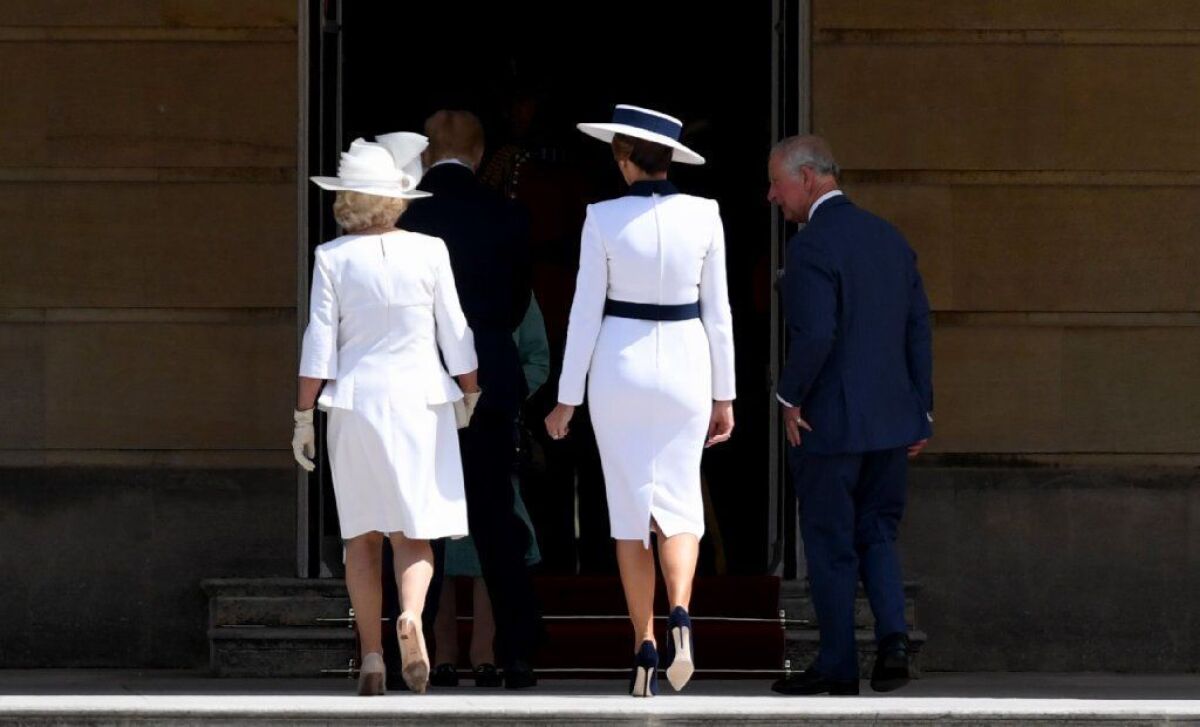 “Melania hasn’t taken into consideration that the Duchess of Cornwall nearly always wears either pale colors of cream,” said one British commentator.
