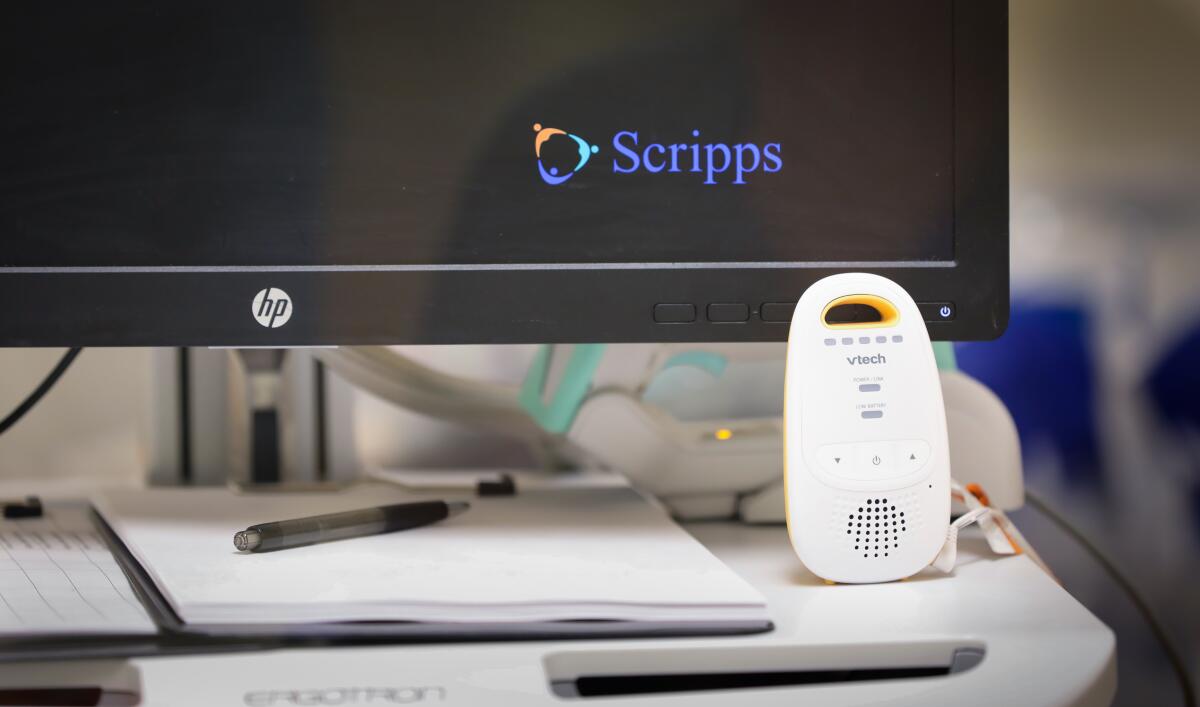A household baby monitor was used by health care workers at Scripps Memorial Hospital to communicate