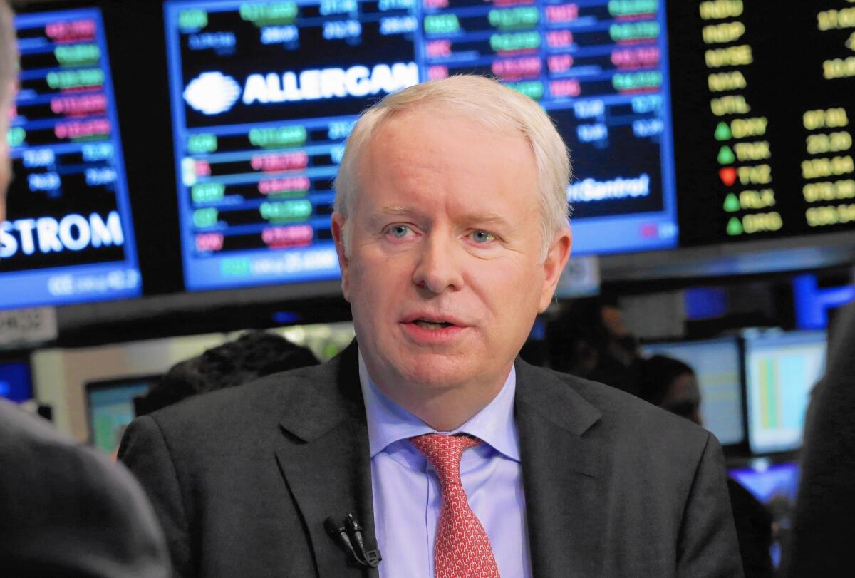 Allergan Chief Executive David E.I. Pyott said the deal with Actavis placed his company in the hands of a “good steward” that would retain its commitment to research and development. Above, Pyott at the New York Stock Exchange.