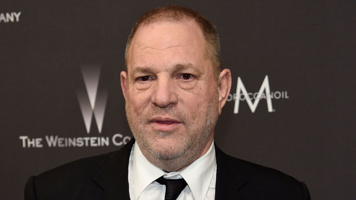 Harvey Weinstein arrives at the Weinstein Co. and Netflix Golden Globes afterparty in Beverly Hills on Jan. 8.