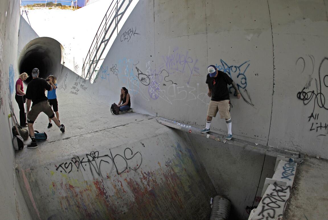 Middle-aged skateboarders