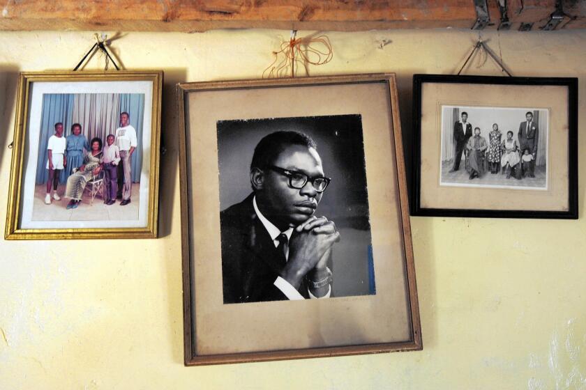 A picture of Barack Obama Sr., father of President Obama, hangs in the home of the president's stepgrandmother Sarah Obama in Kogelo, Kenya.