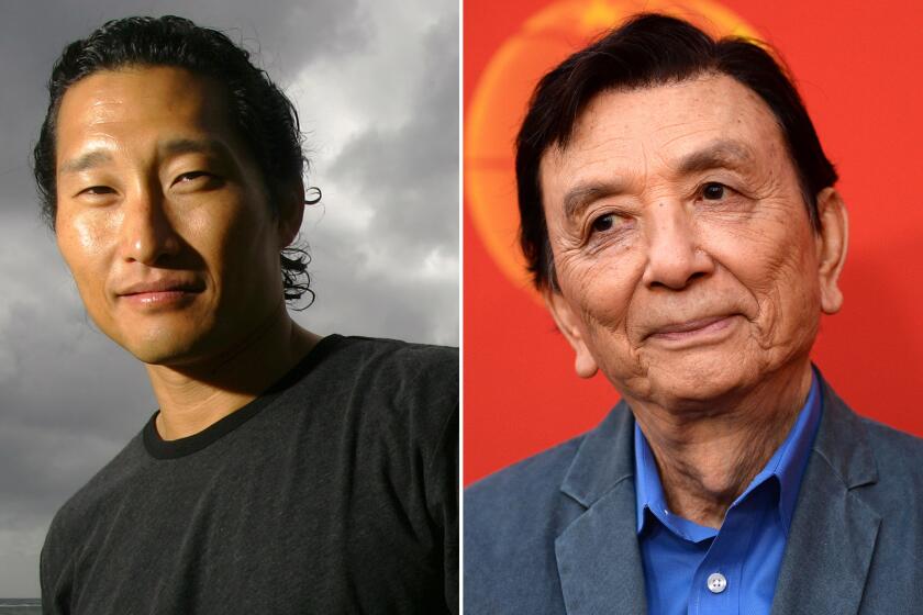 Left; actor Daniel Dae Kim is photographed in Honolulu, Monday, Jan. 9, 2006. Right; actor James Hong arrives at the opening night of "The Great Leap" at The Pasadena Playhouse on November 10, 2019 in Pasadena