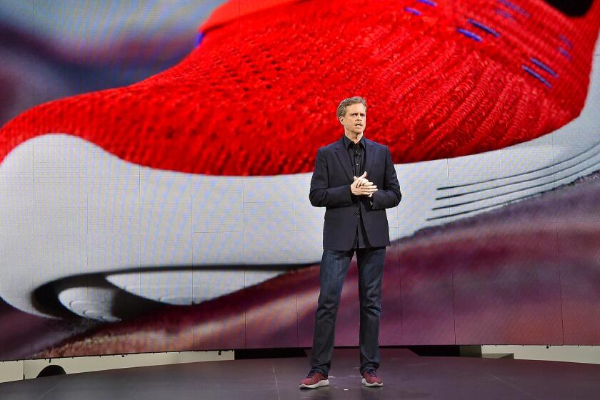 Chief Executive Officer of Nike, Inc, Mark Parker speaks during the Nike Innovation For Everybody Unveiling at Skylight at Moynihan Station on March 16, 2016 in New York City.