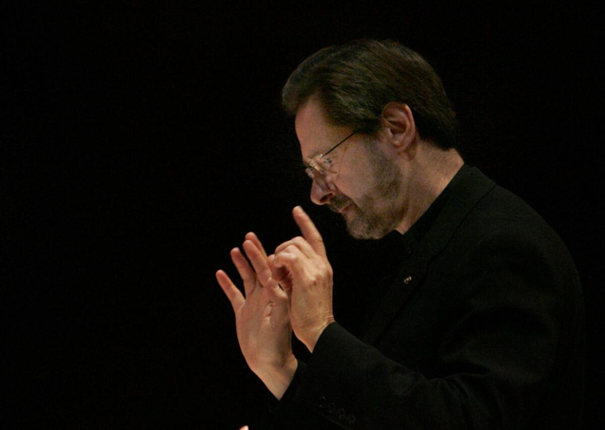 Steven Stucky, pictured in 2007 conducting at Walt Disney Concert Hall in Los Angeles.