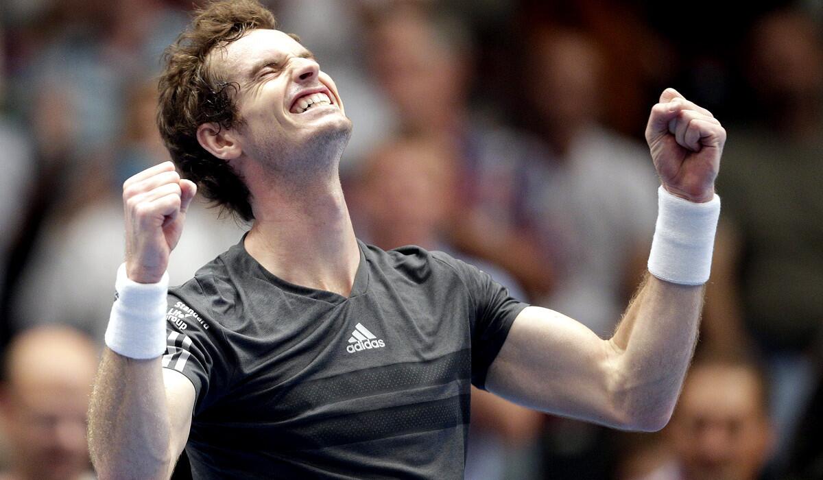 Andy Murray reacts after defeating David Ferrer in the Erste Bank Open final on Sunday in Vienna.