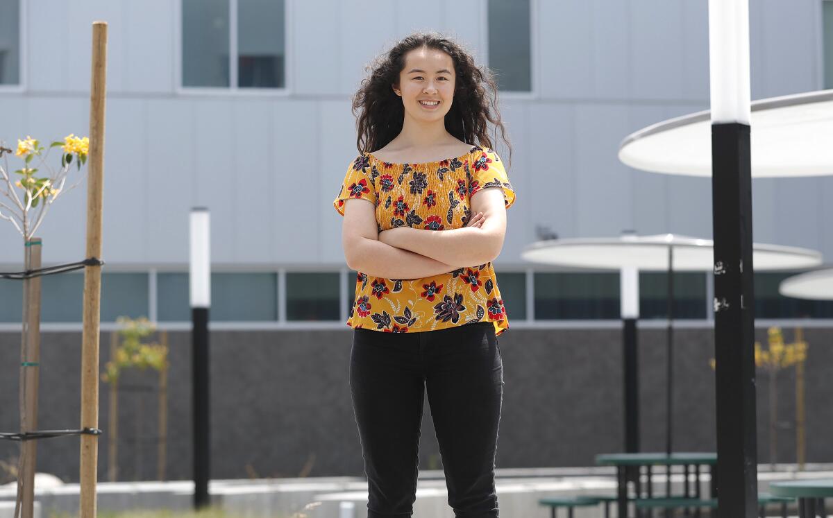 Psychology student Sydney Roberts will graduate from Golden West College this month and plans to transfer to Cal State Long Beach in the fall. She is active in the campus LGBTQ organization and held a Pride Prom via Zoom last week among other accolades.