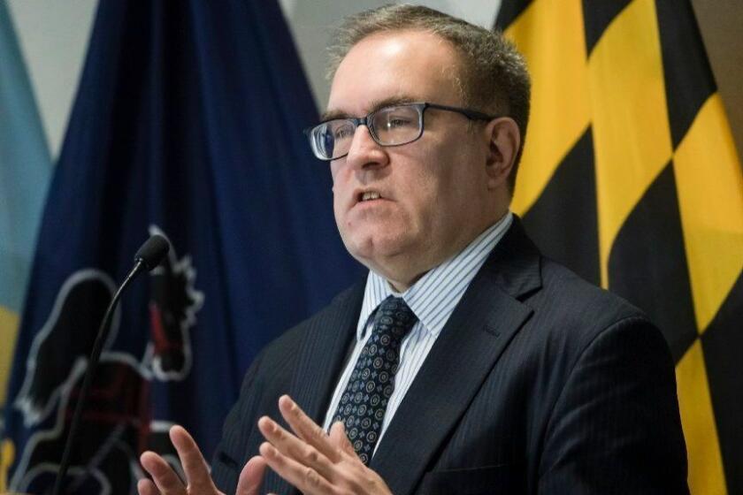 Acting Environmental Protection Agency Administrator Andrew Wheeler speaks during a news conference in Philadelphia, Thursday, Feb. 14, 2019. (AP Photo/Matt Rourke)