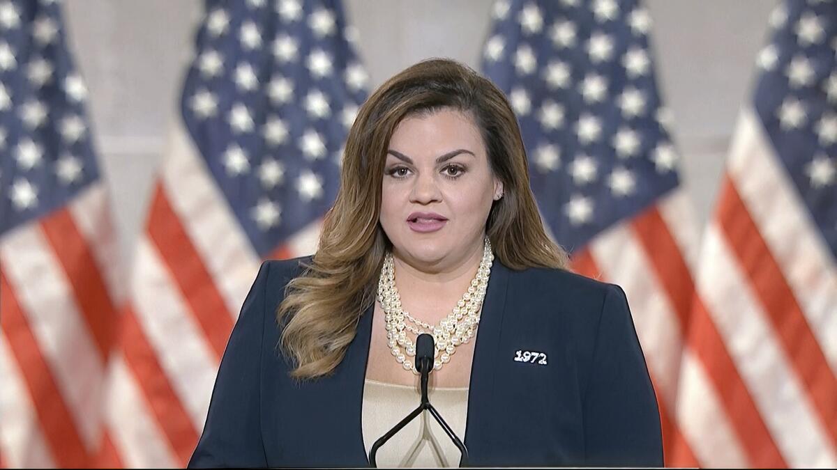 Abby Johnson speaks from Washington during the second night of the Republican National Convention