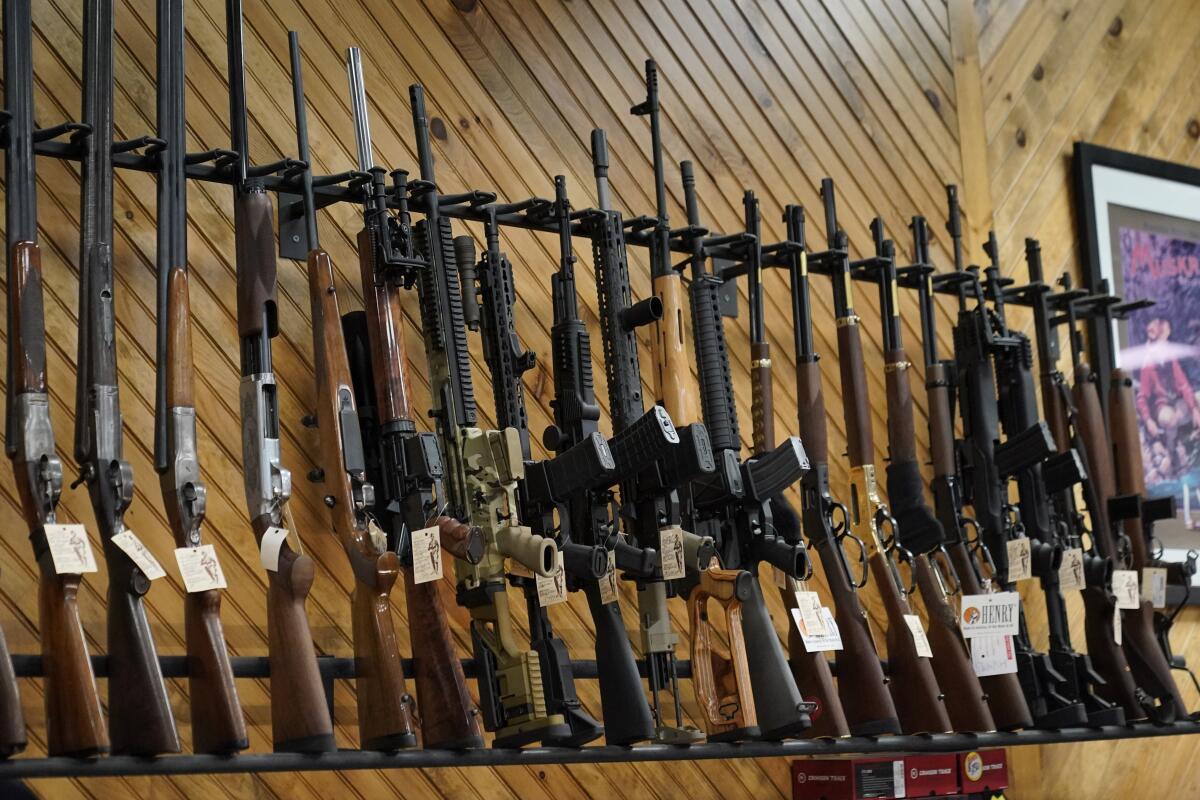 Guns displayed on a store rack