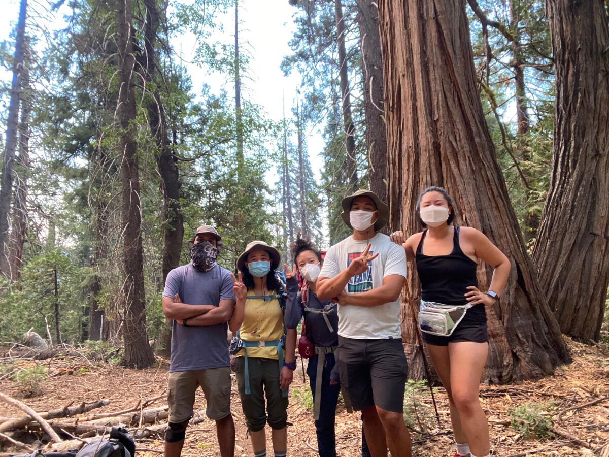 Juliana Park and her friends in the Sierra. 