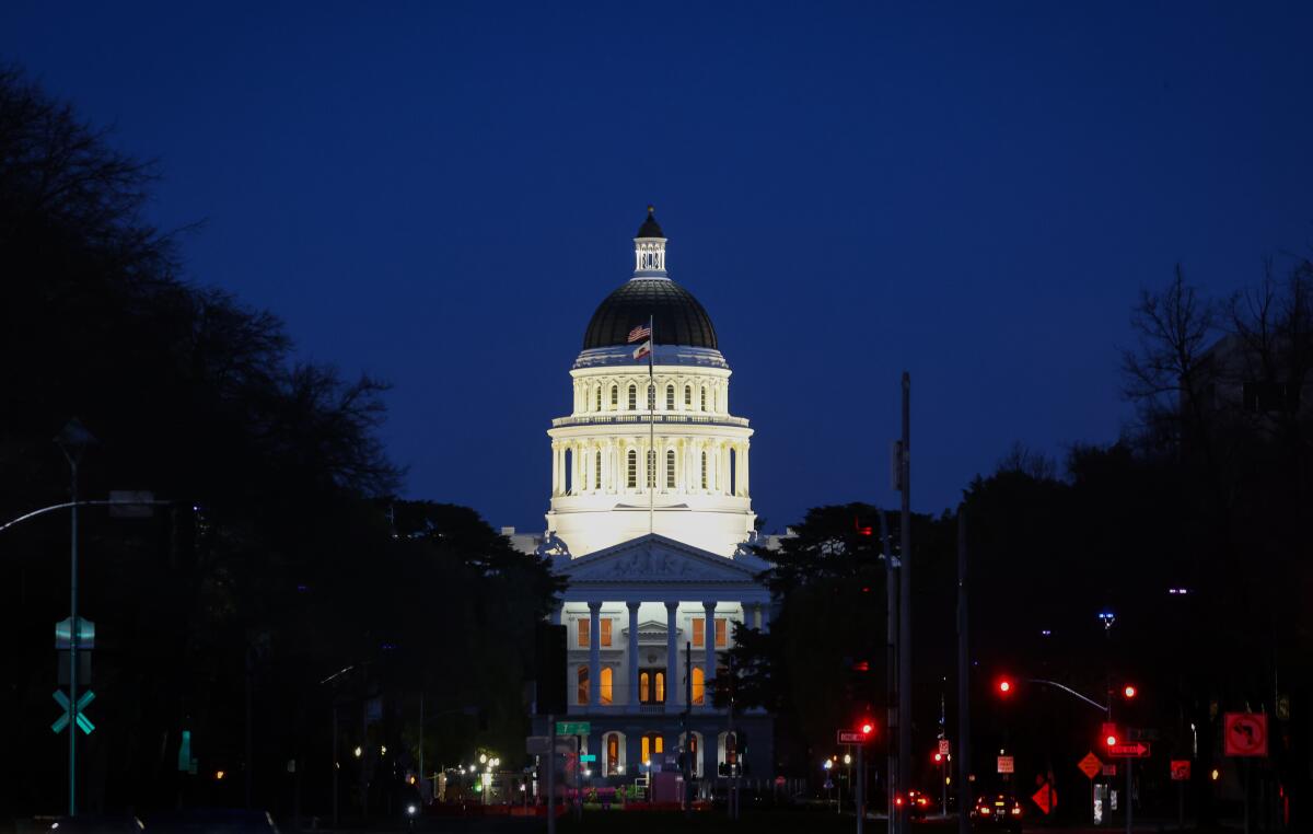 The California State Capitol in Sacramento on March 12.