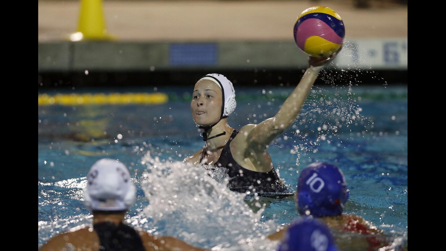 USA's Stephania Haralabidis scores against China during the first half in an exhibition game at UC Irvine on Thursday.