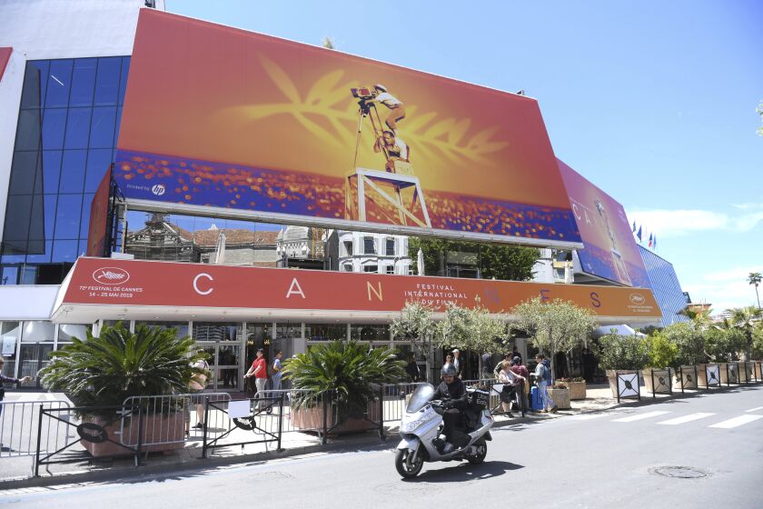 FILE - This May 13, 2019 file photo shows a view of the Palais des festivals during the 72nd international film festival, Cannes, southern France. The Cannes Film Festival on Tuesday, April 14, 2020, abandoned plans for a postponed 2020 edition in June or July but declined to give up entirely, saying it will explore other options. (Photo by Arthur Mola/Invision/AP, File)