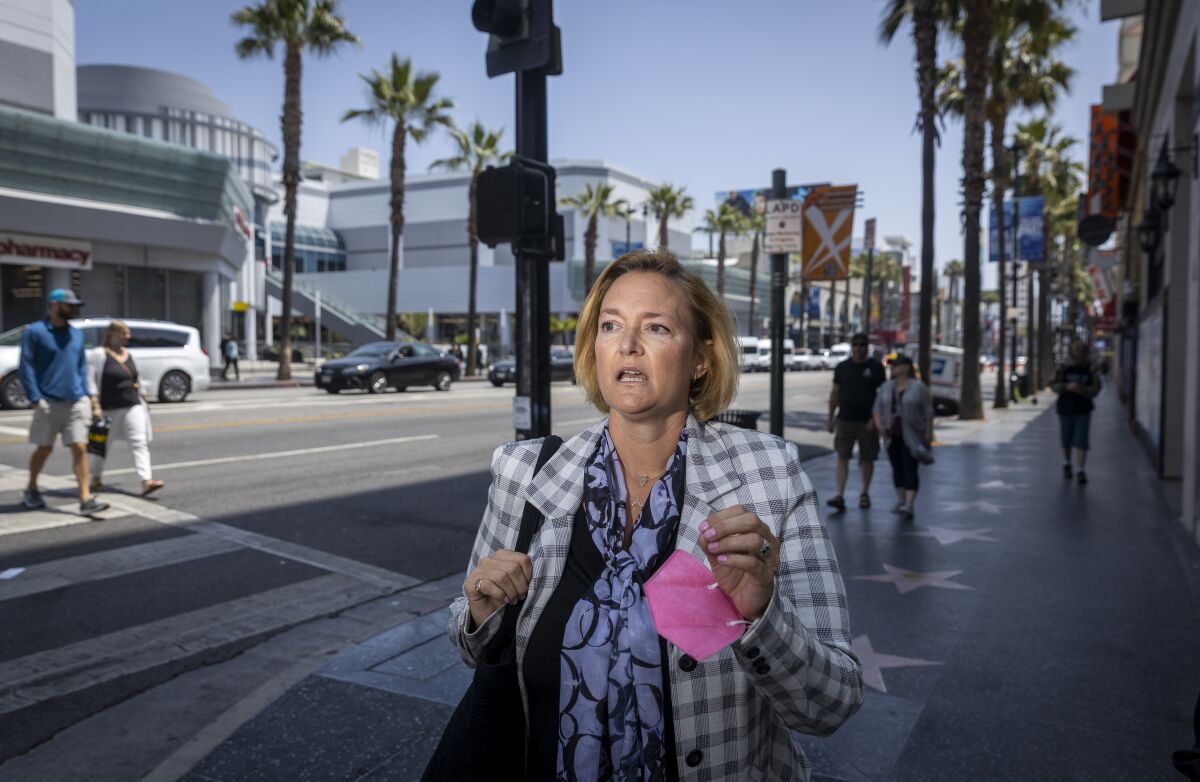L.A. mayoral candidate Gina Viola is seen in Hollywood.