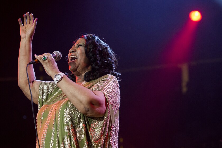 Aretha Franklin, shown performing Saturday in Newark, N.J., will miss two concerts while undergoing treatment for an undisclosed medical condition.