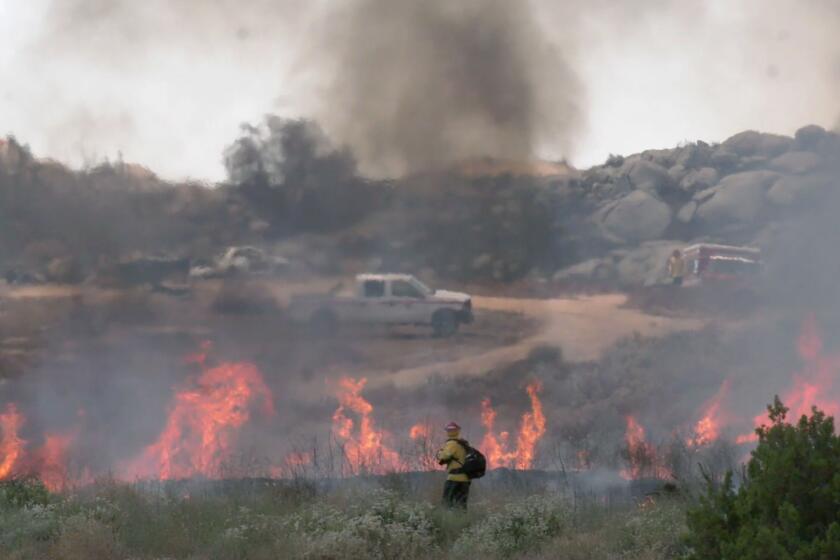 The Rider fire spreads in the Mead Valley area of Riverside county on Tuesday July 11, 2023.