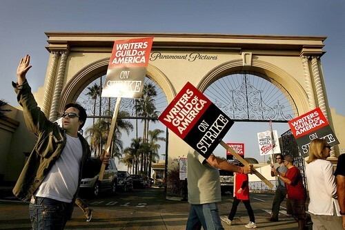 By Deborah Netburn, Los Angeles Times Staff Writer It started simply enough. On the first day of the writers guild strike, Jay Leno brought three boxes of Krispy Kreme doughnuts to the picket line outside his offices at NBC's Burbank studio. Down the street, Rachel Griffiths went on a Starbucks run for the writers on the Disney lot. And elsewhere, Patricia Arquette sent Medium writers cookies. But by the second day, the celebrity food stakes had already been upped  Eva Longoria sent lunch in the form of Domino's pizza  and by day three, Jimmy Kimmel was providing a full spread of Mexican delicacies. It cant continue forever, but for now celebrities have one or two ways of showing their support for striking writers: 1. Strike with them. 2. Send them food. To see who sent what and when, read on.