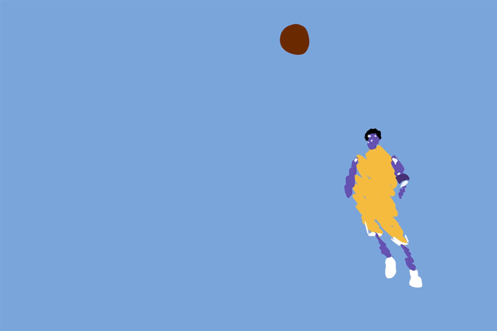 Illustrated animation of Kobe Bryant dunking