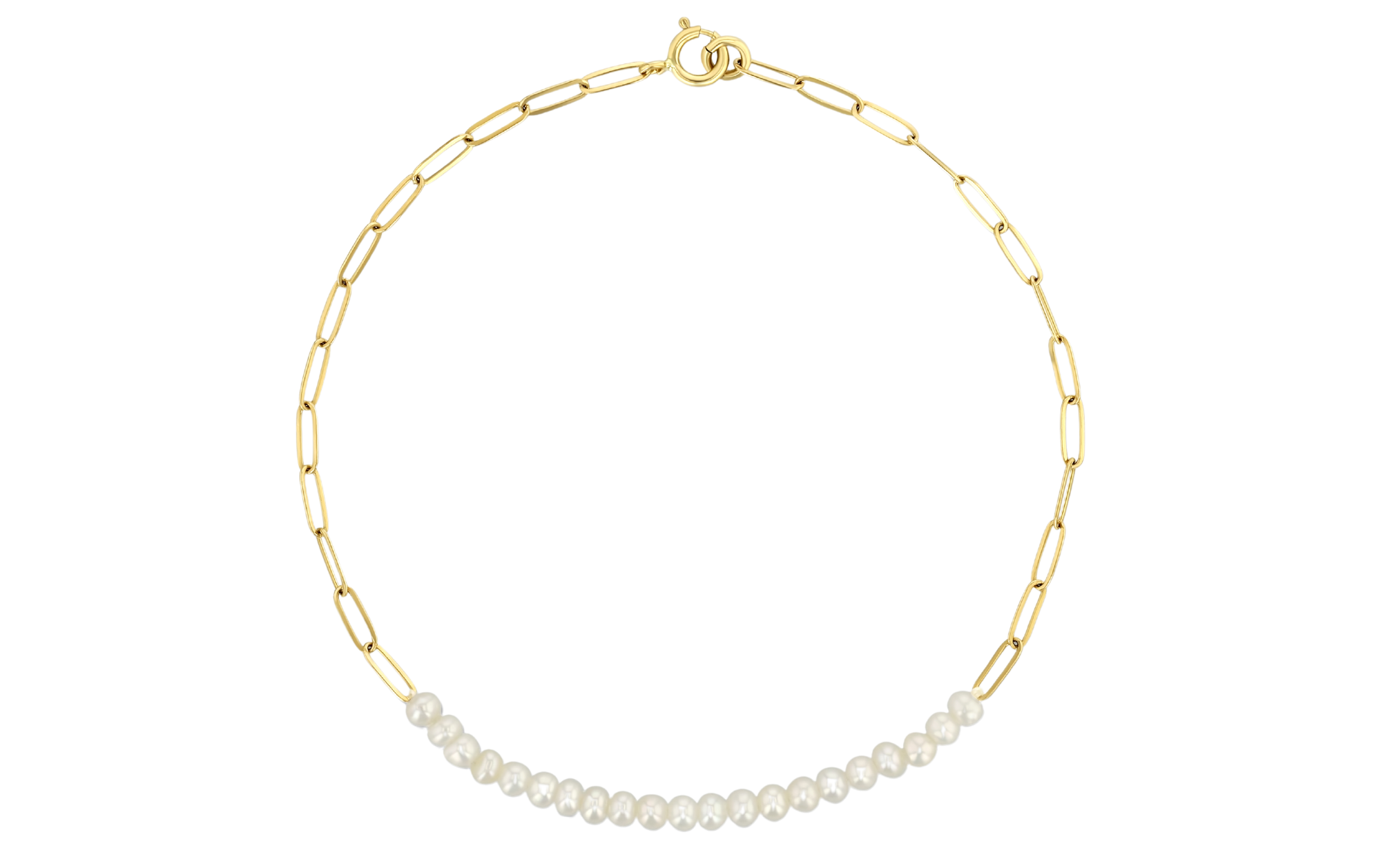 Gold chain bracelet with pearls by Carrie Hoffman