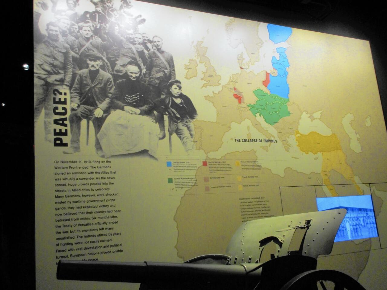 Throughout the museum, large maps and graphics help explain World War I.
