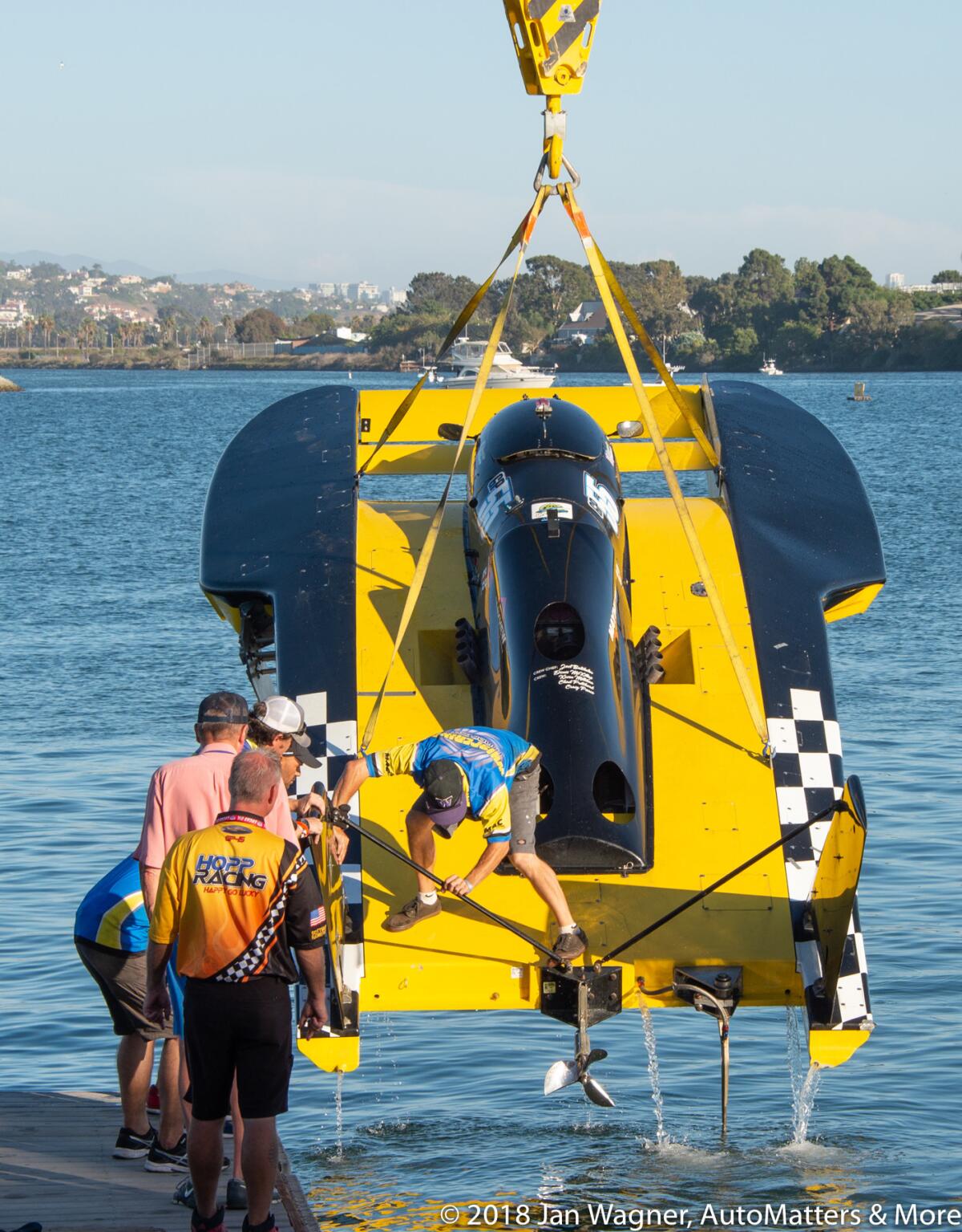 This hydroplane suffered a leak and took on water.