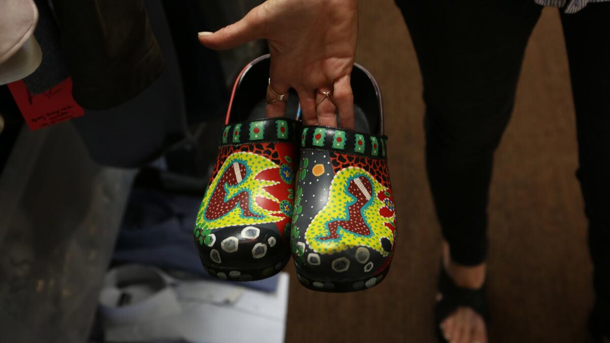 Lily Tomlin's character, Frankie, is known for her colorful bohemian style. Here's a pair of clogs she wore on "Grace and Frankie."