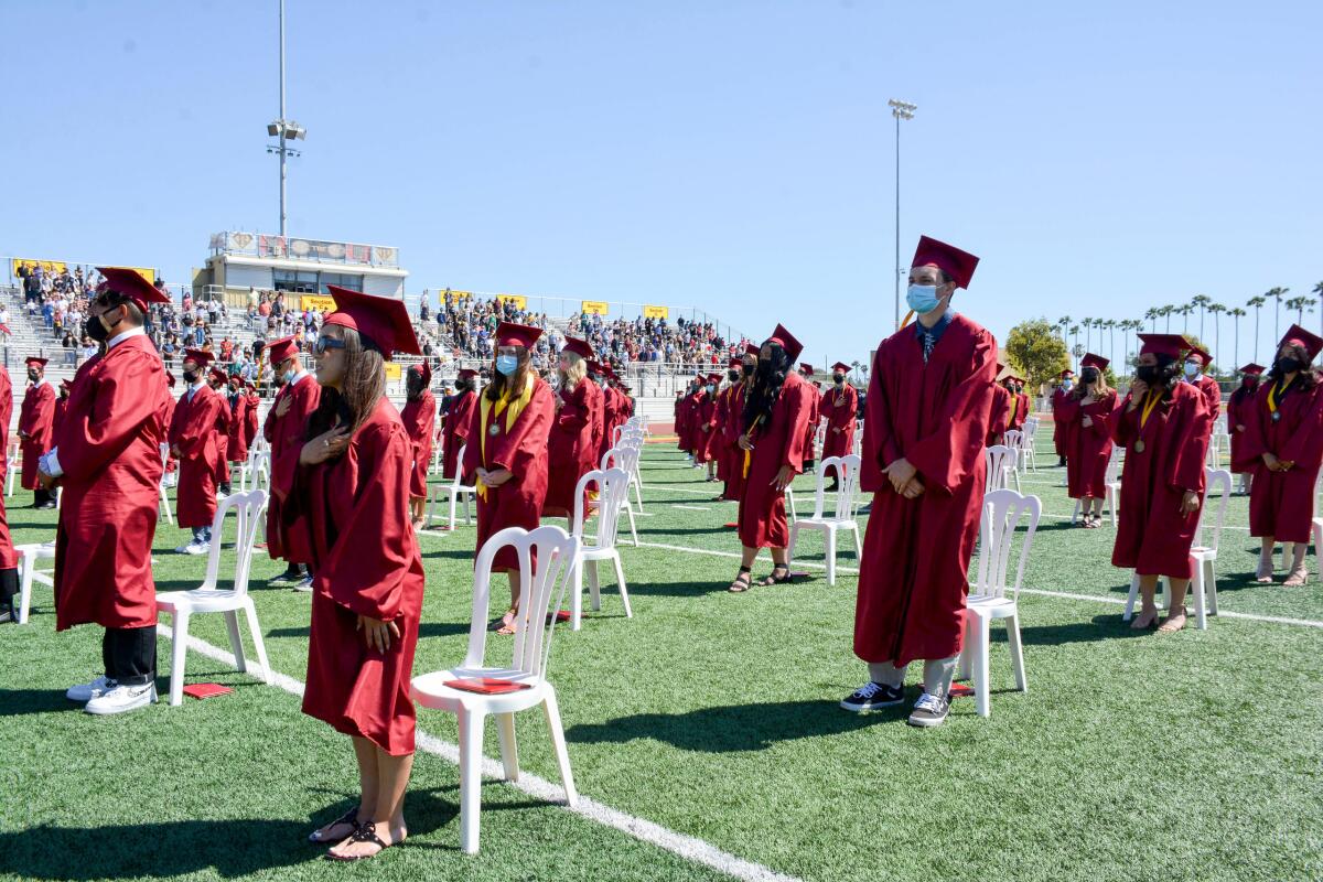 Students ready for graduation at Estancia High School