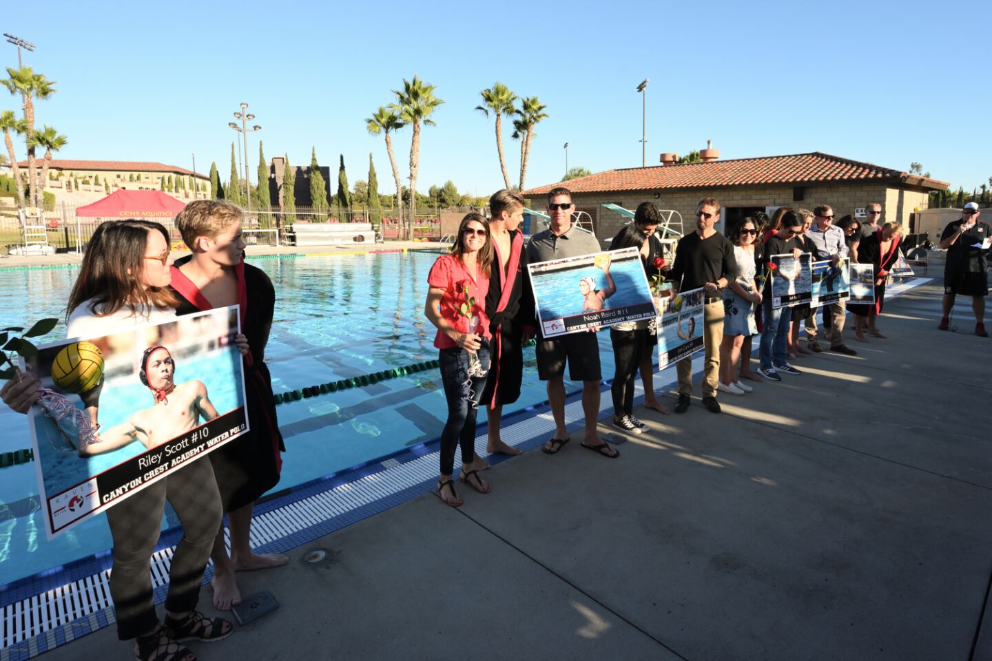 Canyon Crest Academy recognizes the seniors on the water polo team