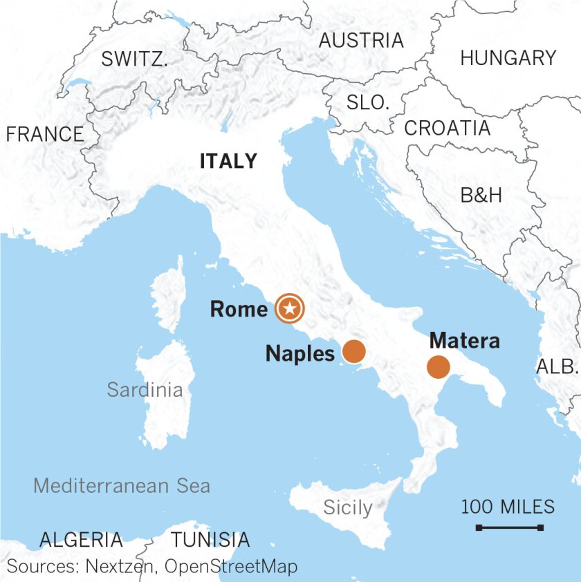 Matera From Italy S National Disgrace To European Cultural Capital Los Angeles Times Map Of Matera Italy