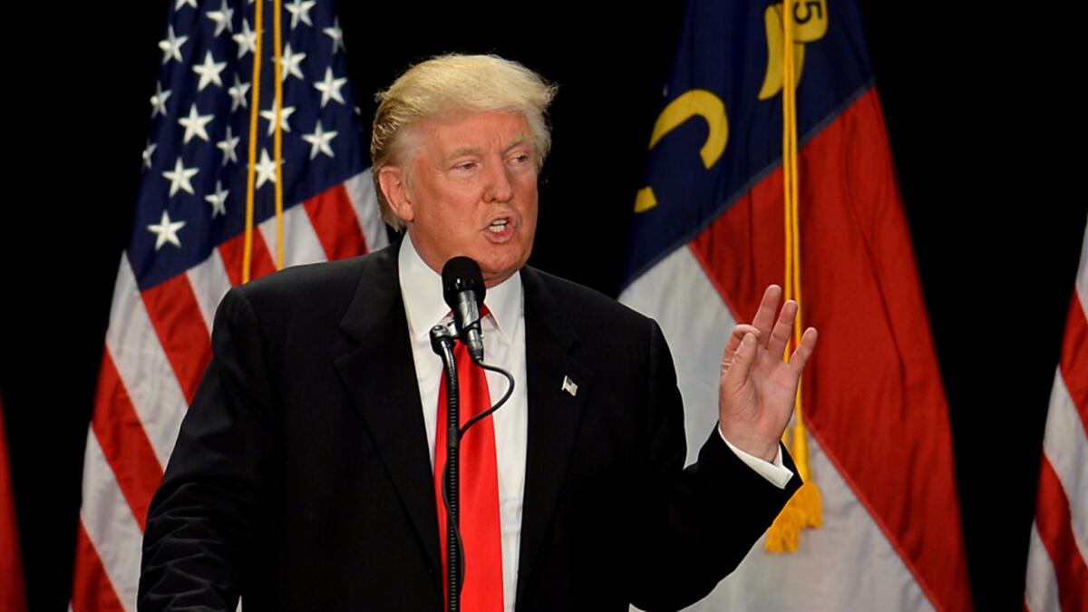 Republican presidential candidate Donald Trump campaigns in Charlotte, N.C.